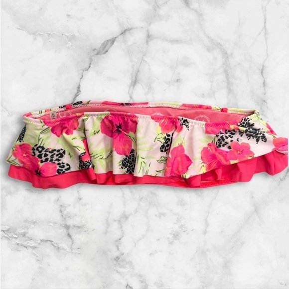 Victorias Secret PINK Hibiscus Leopard Floral Bandeau Strapless Bikini Top Small - Picture 2 of 5